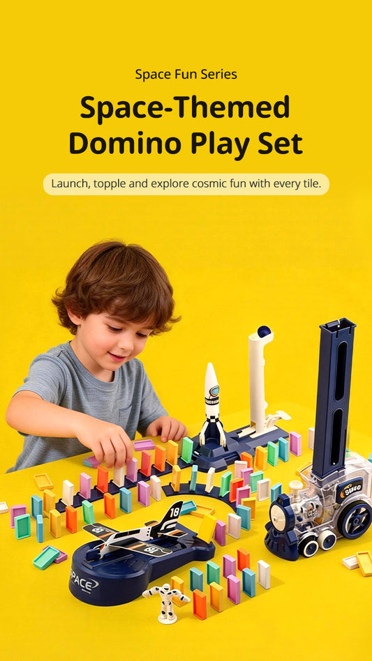 All Aboard the Fun: The Space-Themed Domino Train That Teaches While It Plays