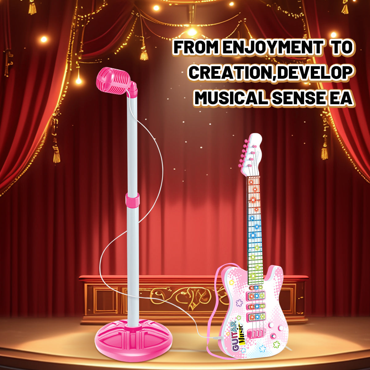 Pink Musical Guitar & Microphone Set